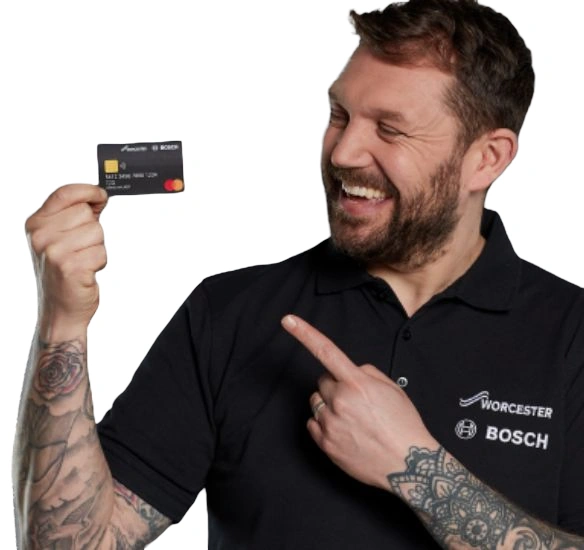 Installer holding mastercard